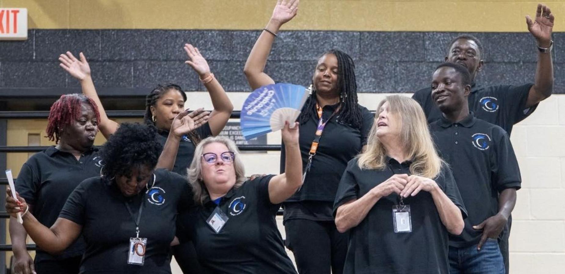 GOA staff cheering during convocation