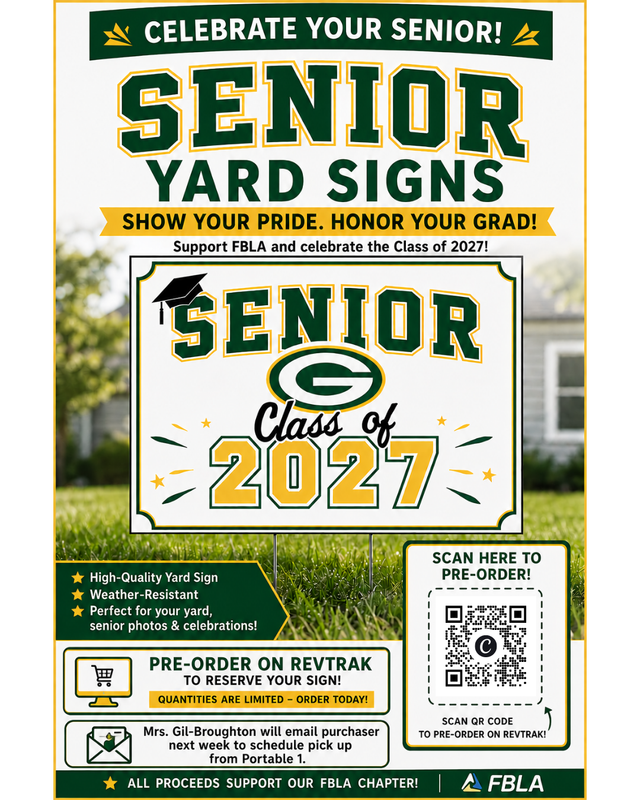 Senior Yard Signs are now on sale.