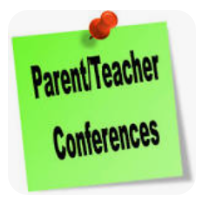 green sign with the words parent teacher conference