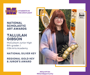 promo graphic - MJH student Tallulah Gibson - National Scholastic Art Awards silver key winner