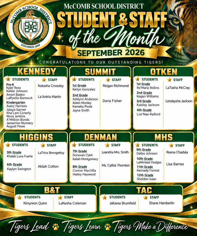 Sept. 2026:  Staff & Student of the Month