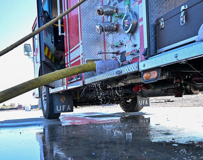 water dripping from fire truck