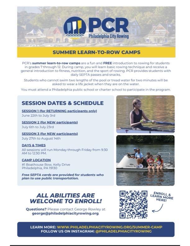 Philadelphia City Rowing- FREE summer opportunity! Featured Photo