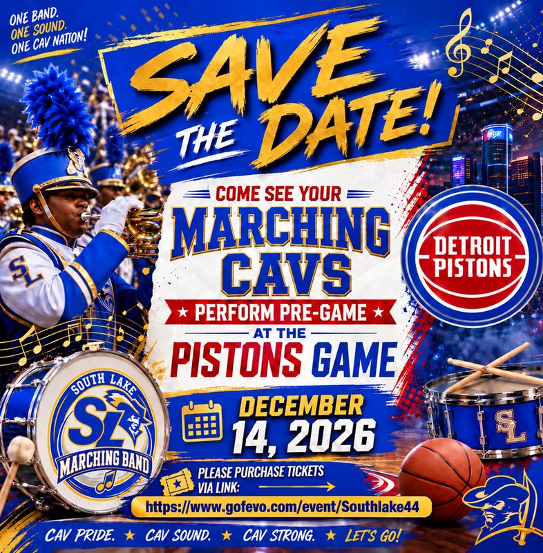 Marching Band Performing at Detroit Pistons Game Featured Photo