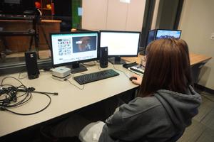 Students use updated editing equipment for their filmmaking.