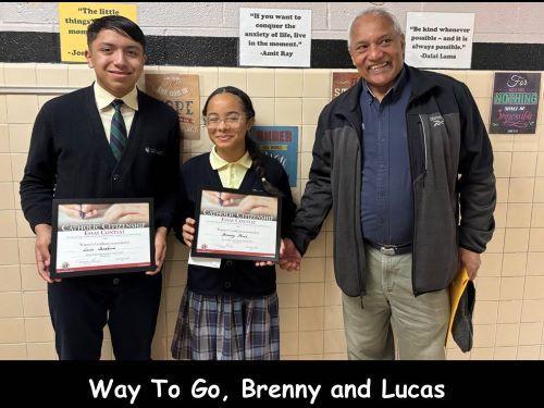 Lucas, Brenny with Grand Knight of Council 3512 Tomas Ruiz