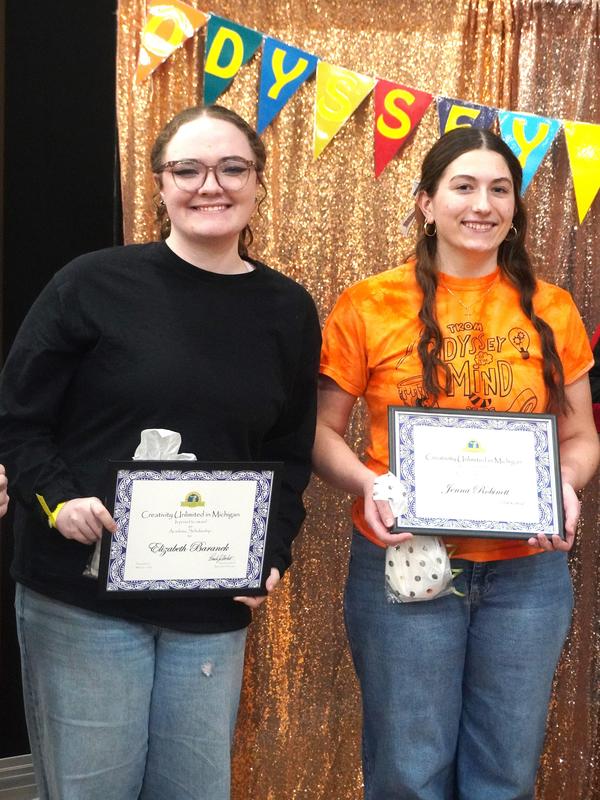 Elizabeth Baranek and Jenna Robinett both received Odyssey of the Mind scholarships.