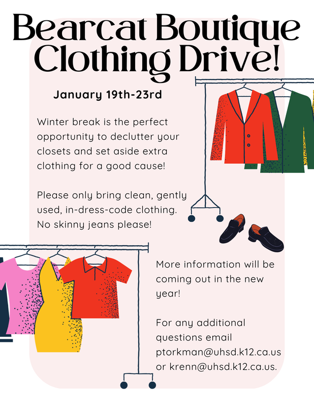 Clothing drive January 19-23