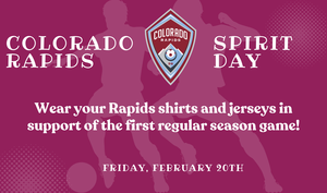 CO Rapids logo and information about Spirit Day