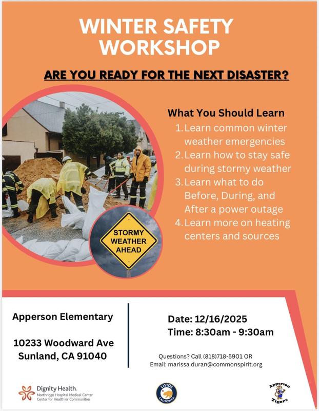Winter Safety Preparedness Workshop on December 16 at 8:30 AM