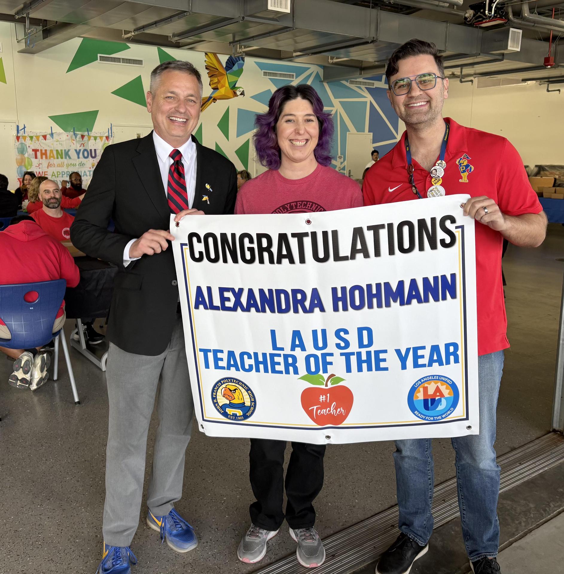Ms. Hohmann, Teacher of the Year