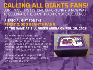 promo graphic - limited-edition collectible cards featuring Giants basketball history - fan giveaway set for Feb. 20, 2026