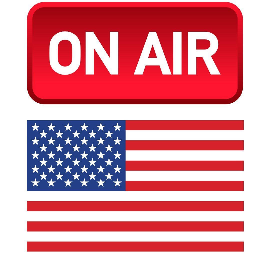 on the air sign with an American flag