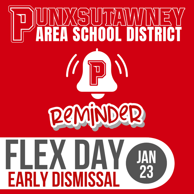 Flex Day Reminder, red background with bell