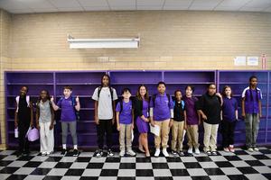 North Students lined up in uniform