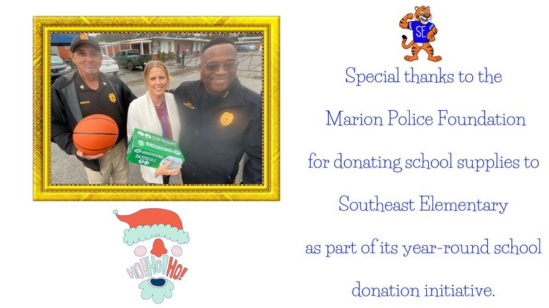 Southeast Elementary/Marion Police Department Donations Graphic