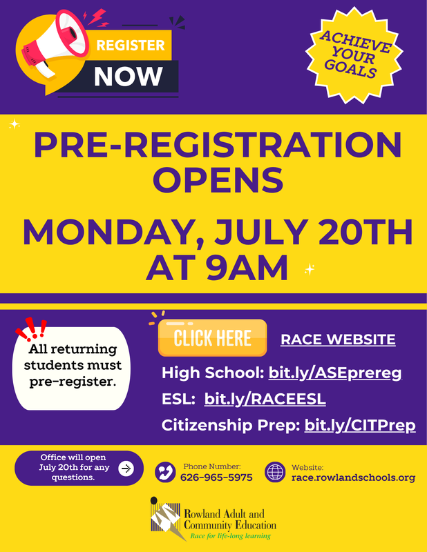 RACE registration information about the fall 2026 session.