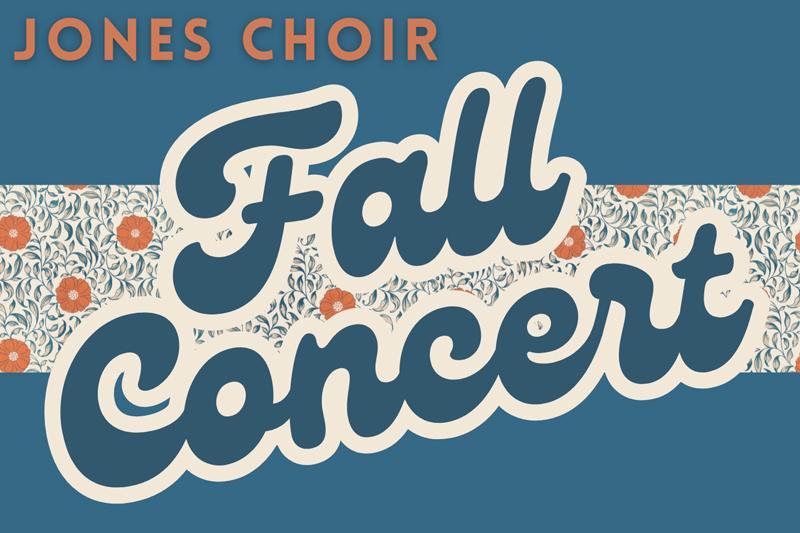 Dark blue with strip of floral and words  Fall Concert