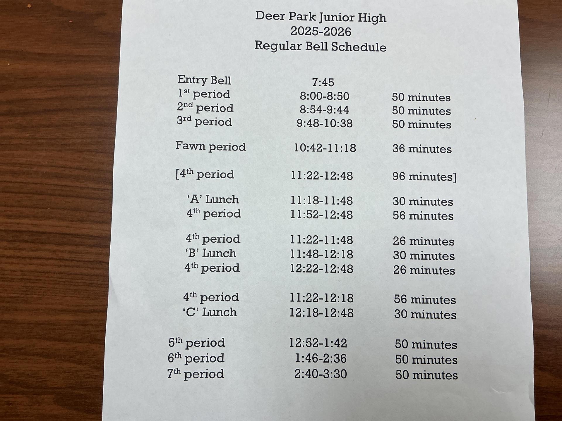 Bell Schedule