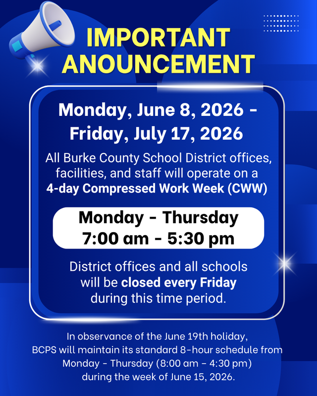 IMPORTANT ANNOUNCEMENT IMAGE ABOUT SUMMER HOURS OF OPERATION