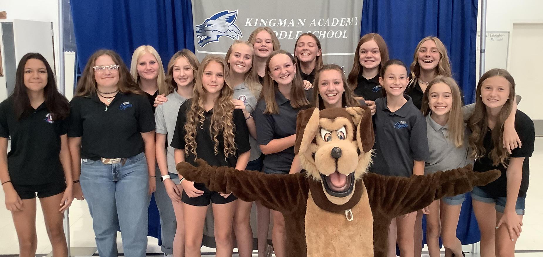 Middle School students and mascot