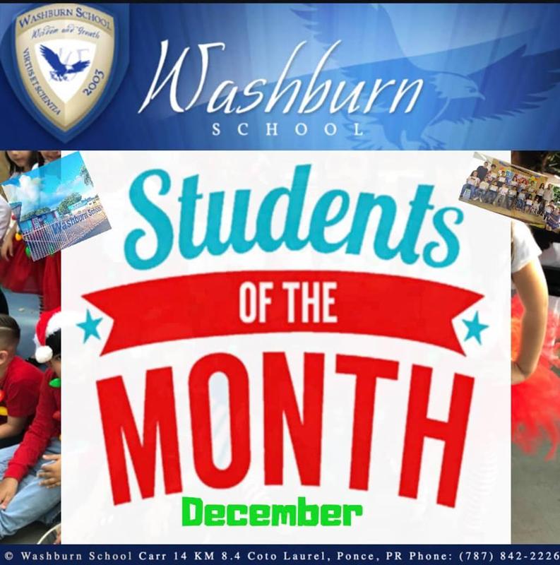 Congratulations to the Washburn School students of the month for December !