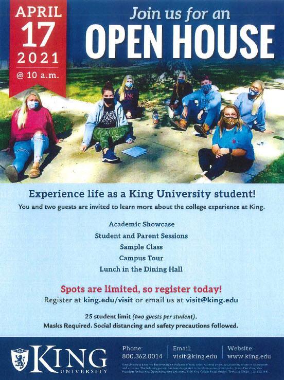 King University Open House April 17, 2021