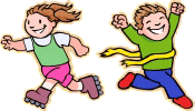 girl and boy running