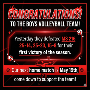 information regarding the boys volleyball team win