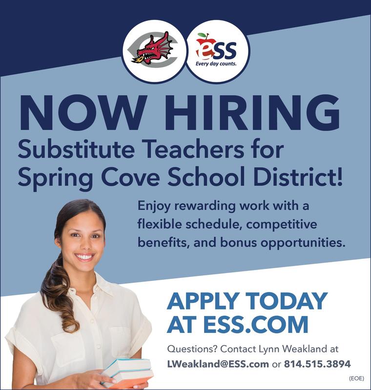ESS Now Hiring Substitute Teachers for SCSD Spring Cove SD