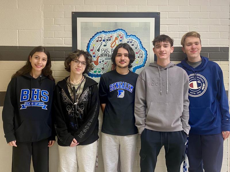 Image of 5 high school band students