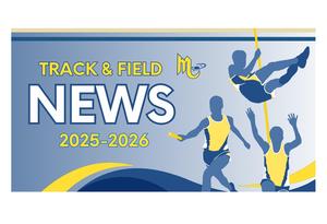 a blue background with pictures of faceless individuals participating in track and field events