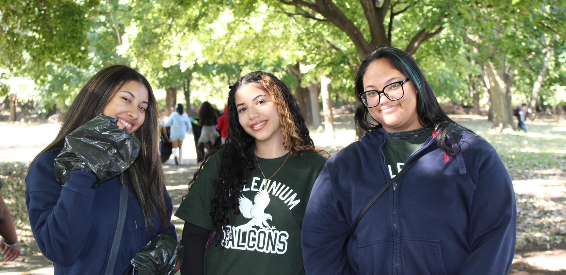 Students posing in the park
