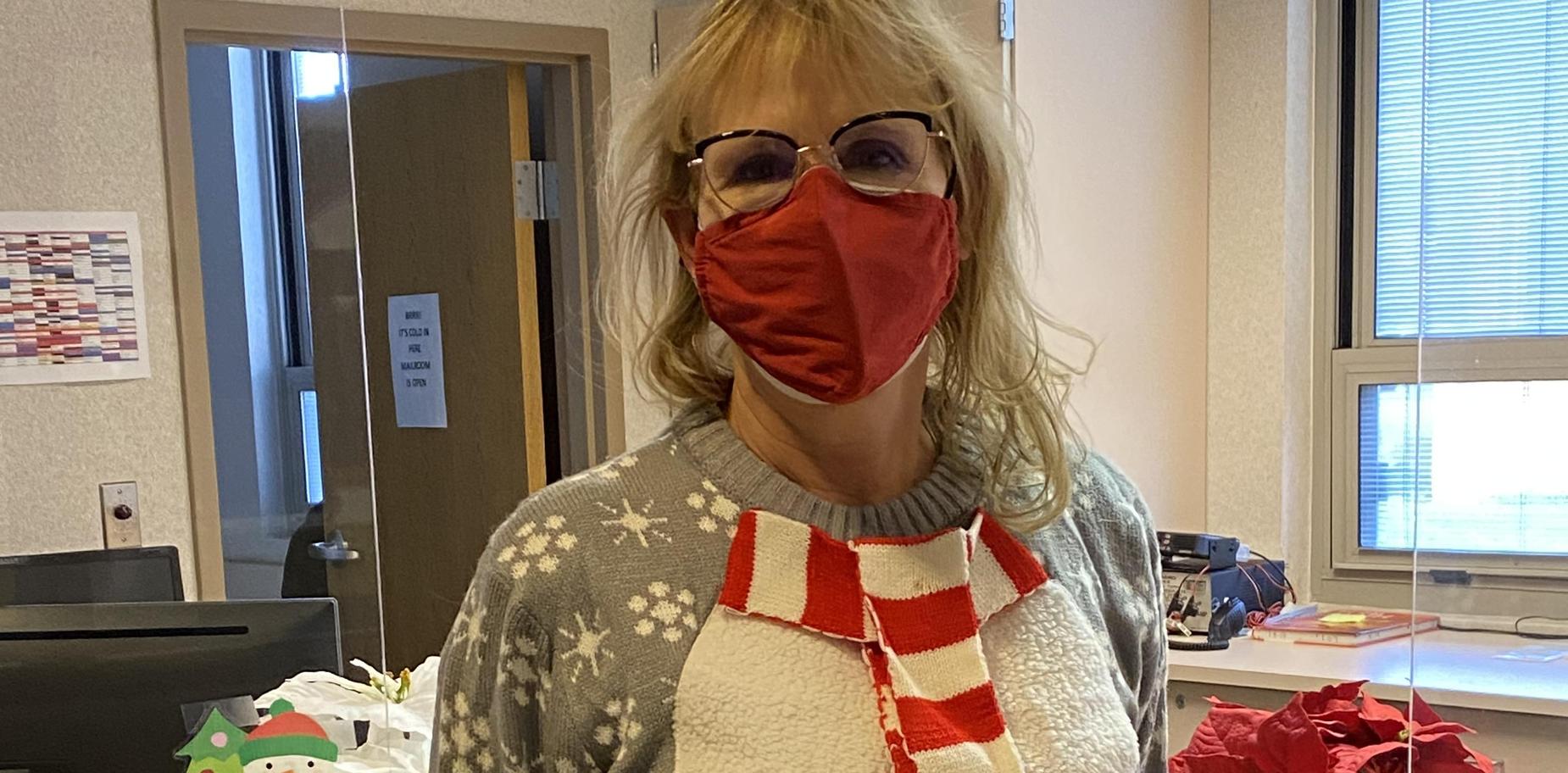 Assistant Principal in holiday attire
