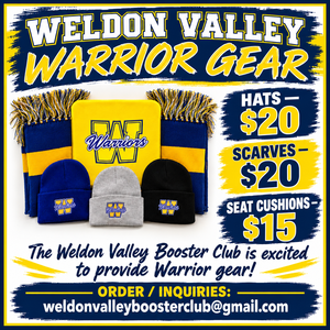 Flyer selling school scarves, hats, & seat cushions