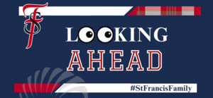 Looking Ahead words on blue background