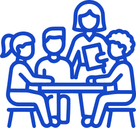 icon of students around a table