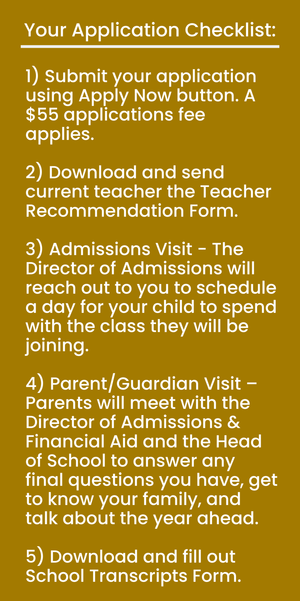 Admissions Process, Admissions