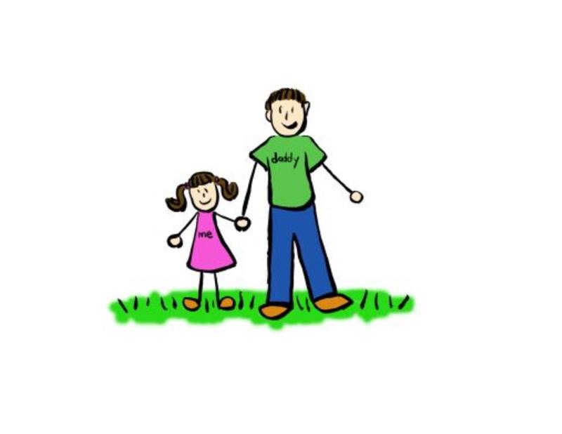 Graphic of a daddy and daughter holding hands.