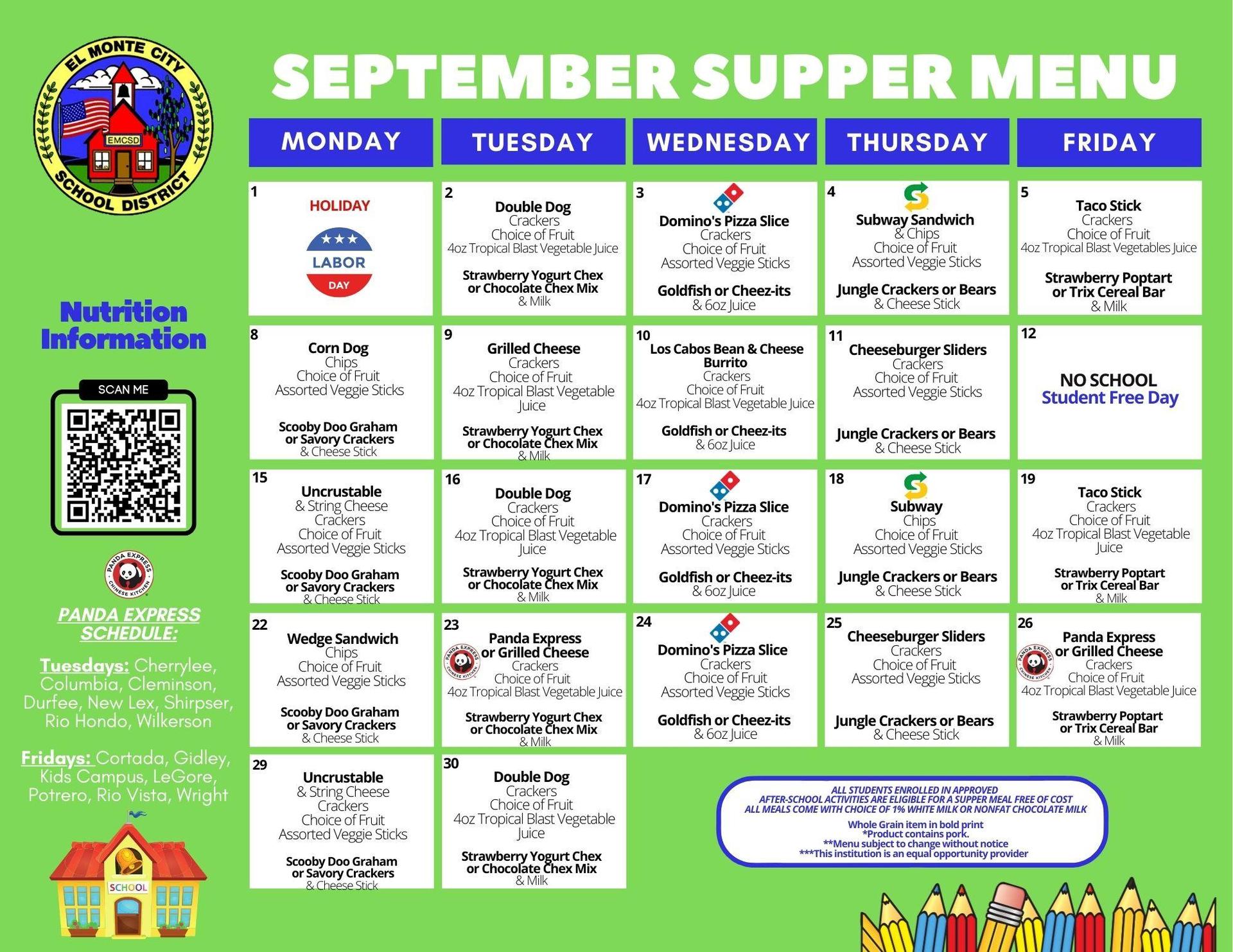Supper Menu