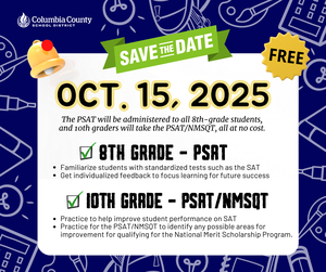 PSAT October 15th for 8th Grade Students