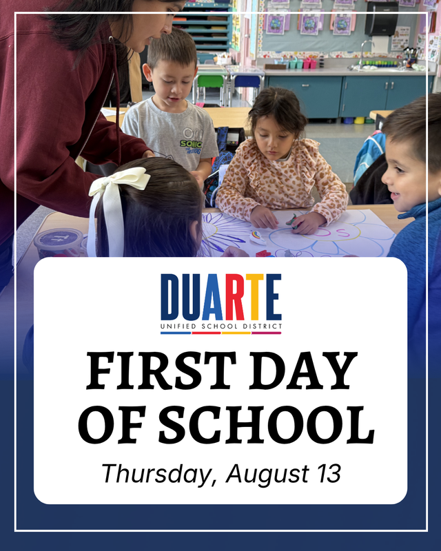 Graphic that says the first day of school is August 13