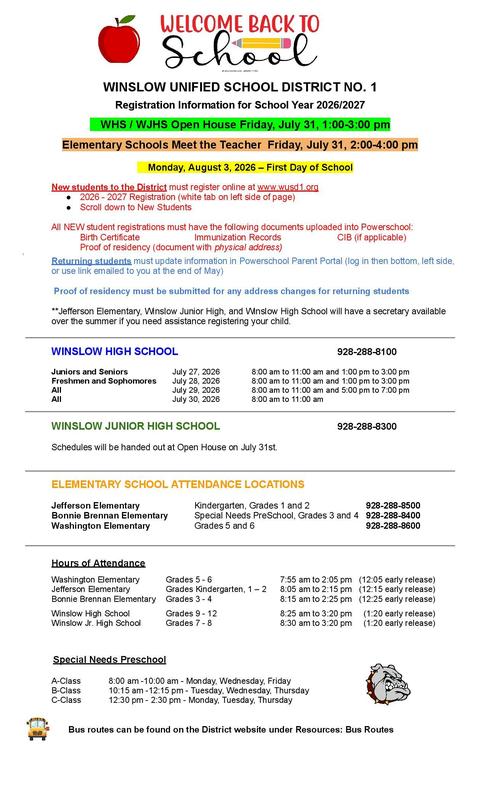 Information for the 2026/2027 school  year Featured Photo