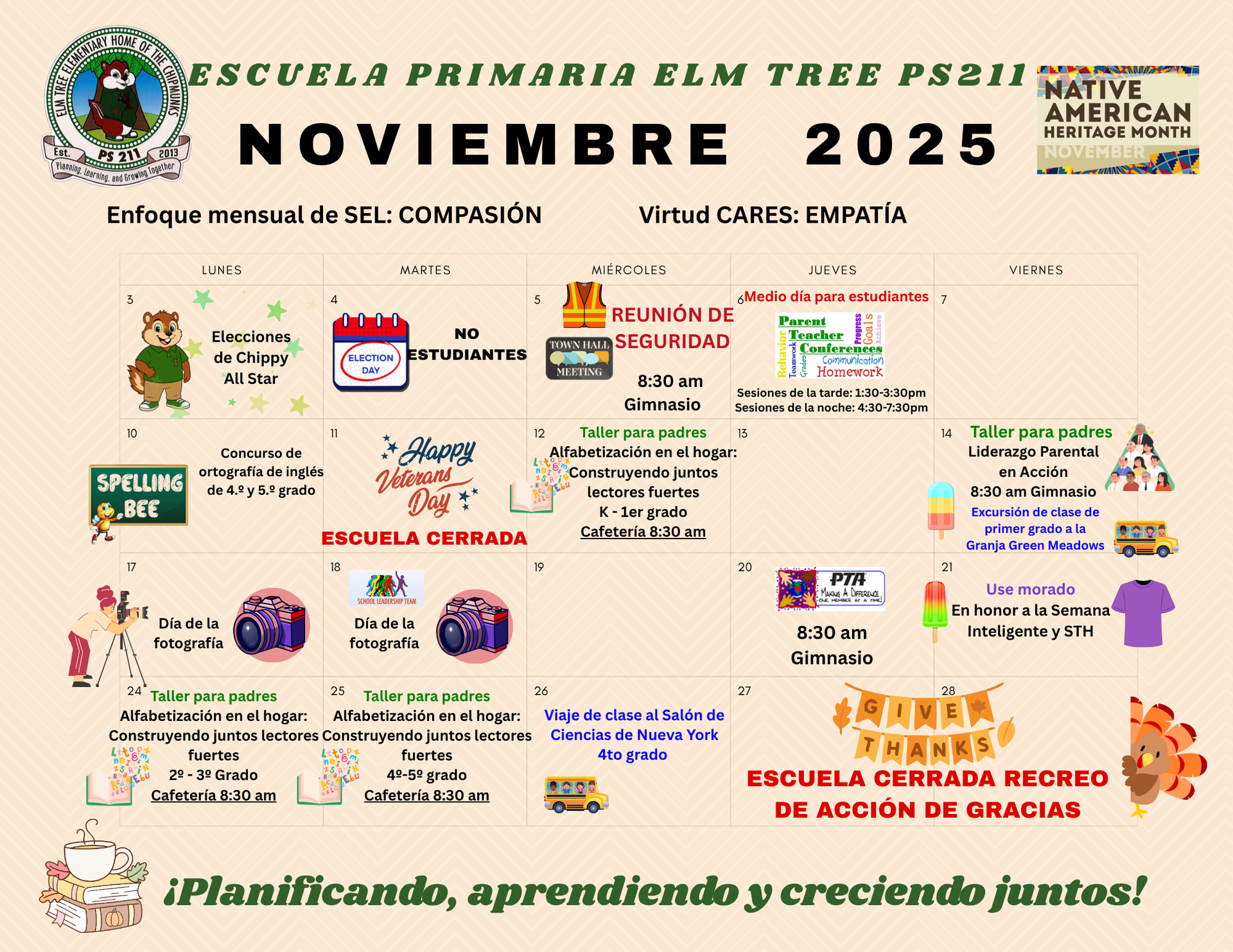 Spanish November Calendar