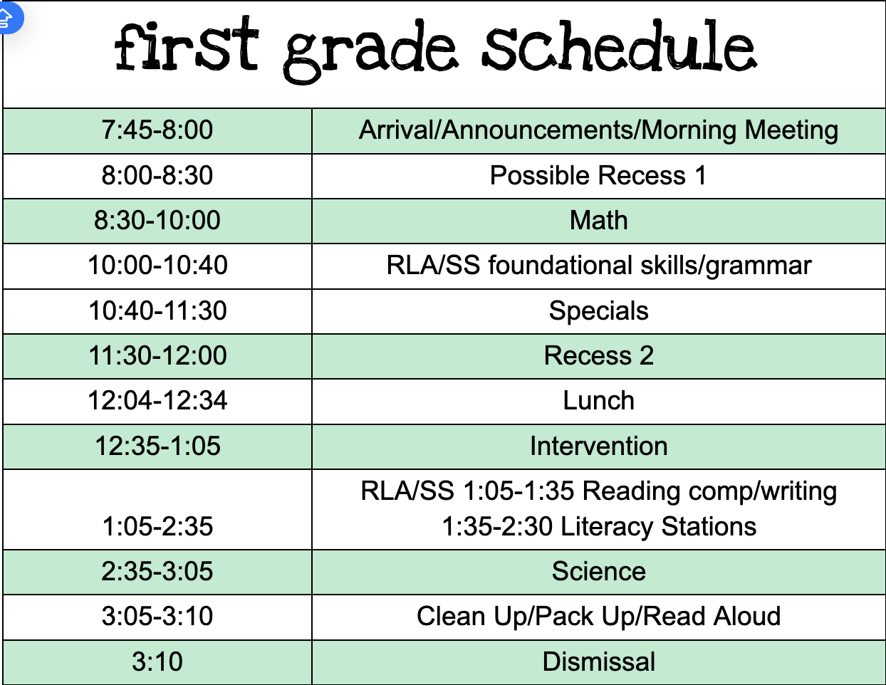 Schedule