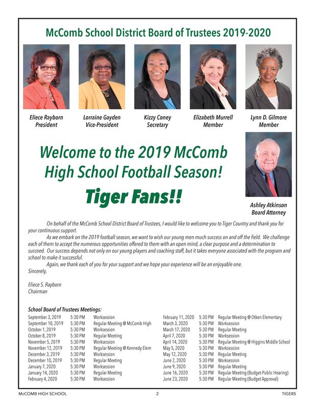 McComb School District Board of Trustees and Meeting Information 2019-2020 #WeWantMore!