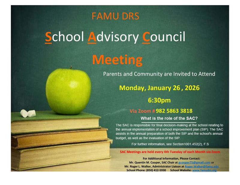 FAMU DRS School Advisory Meeting- Monday, January 26, 2026, at 6:30 pm Featured Photo