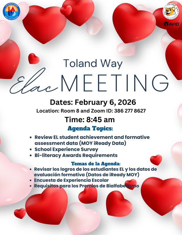 We warmly invite you to attend our ELAC Meeting