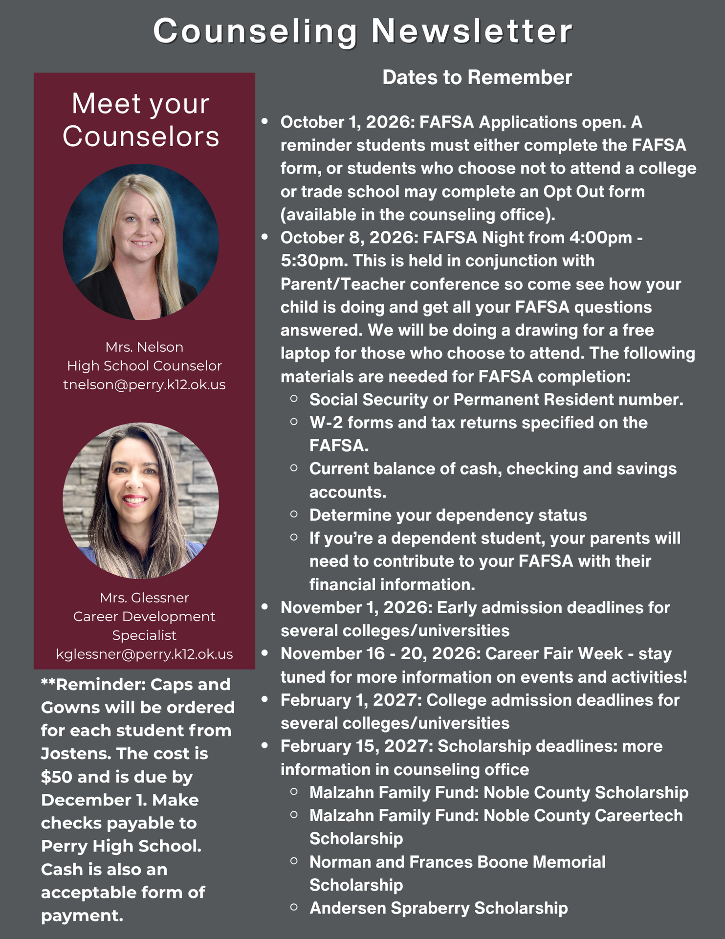counselor newsletter