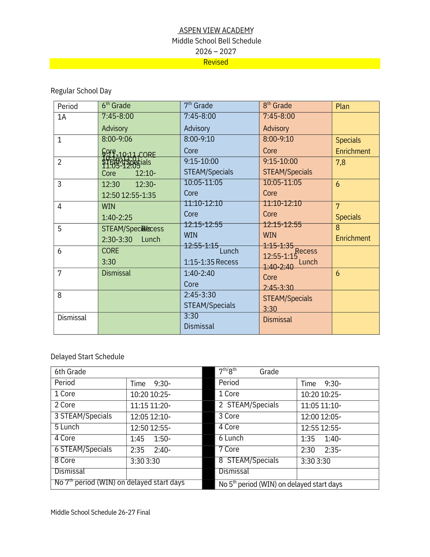 Schedule